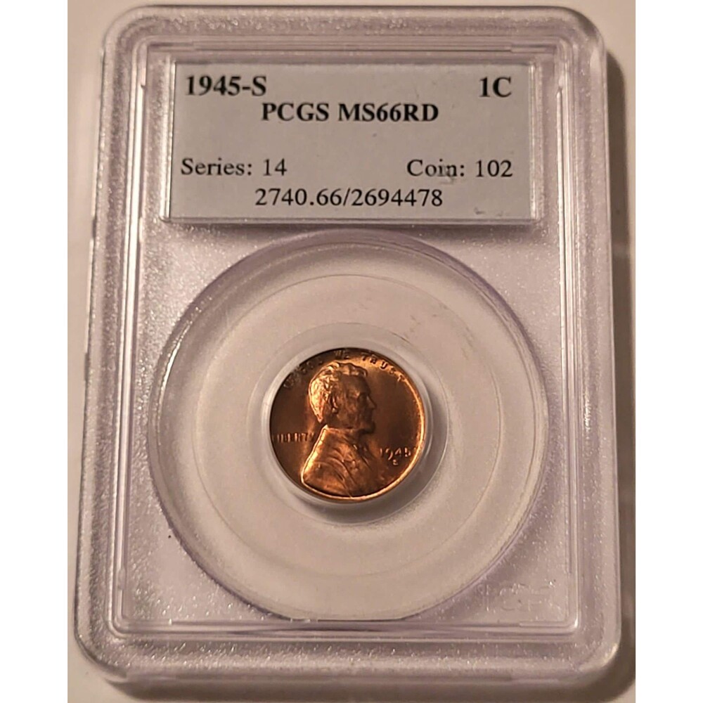 1945 S Lincoln Wheat Cent MS66 RED PCGS